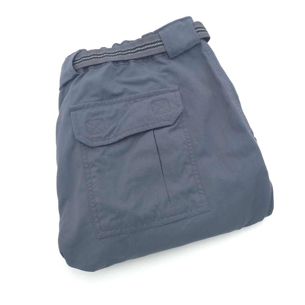 Duluth Trading Mens LX34 Outdoor Pants Steel Blue Built-in Belt Cargo Straight